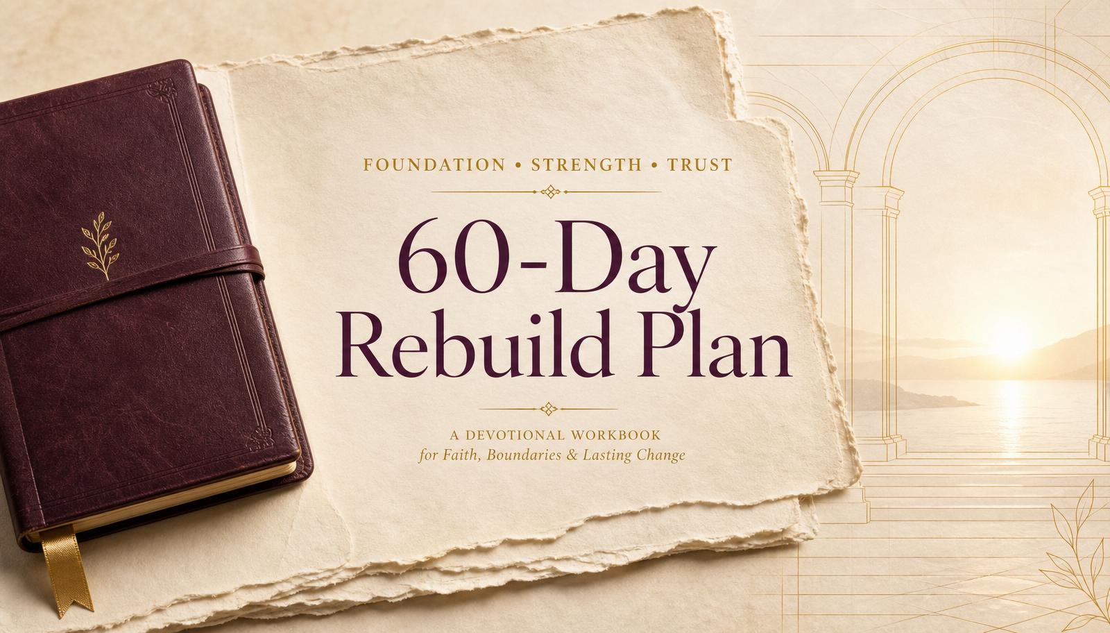 Cream and gold cover for the 60-Day Rebuild Plan — Two months to release the old story and rebuild on grace.