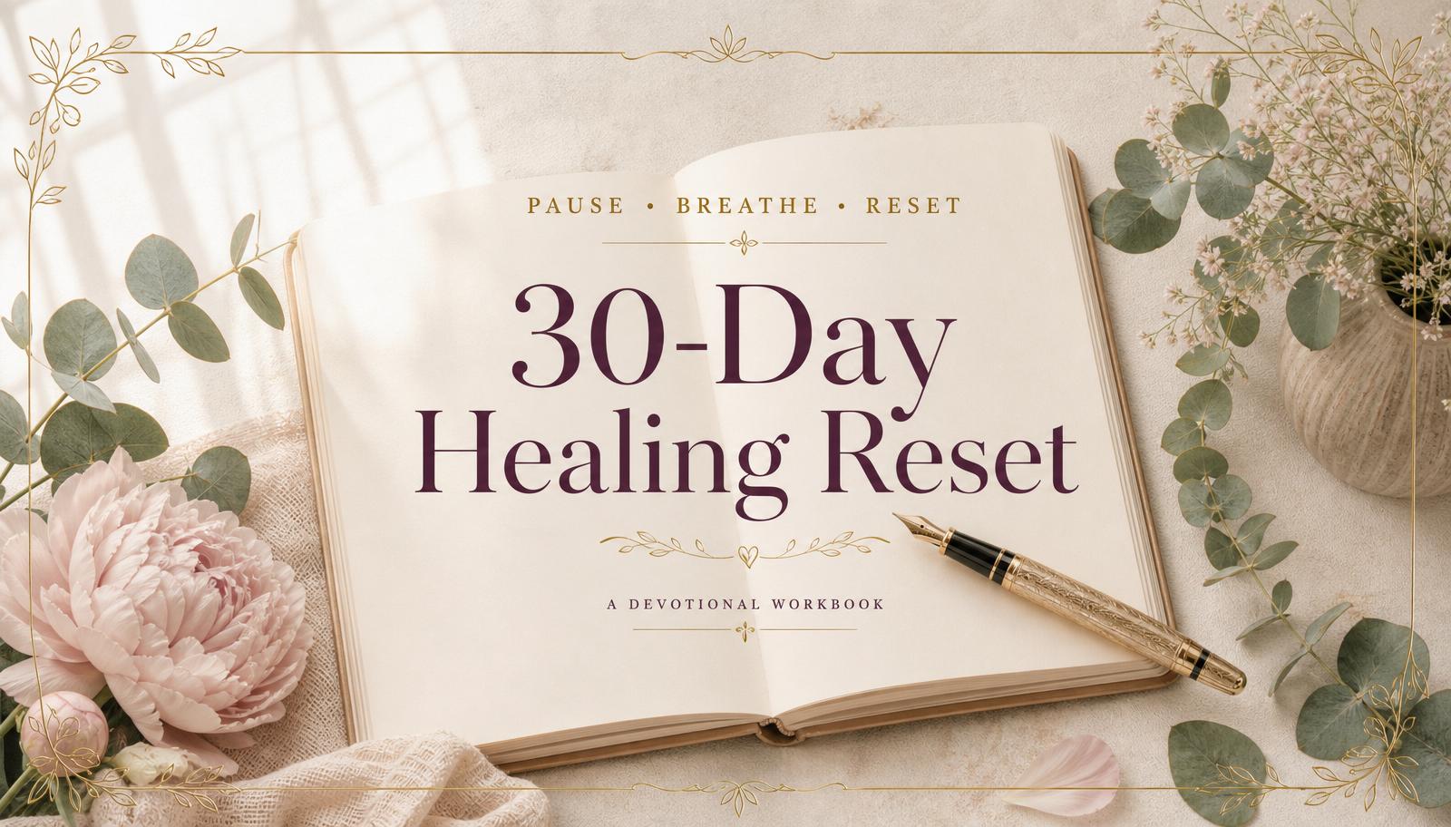 Cream and gold cover for the 30-Day Healing Reset — A focused month to breathe, journal, and reset with God.